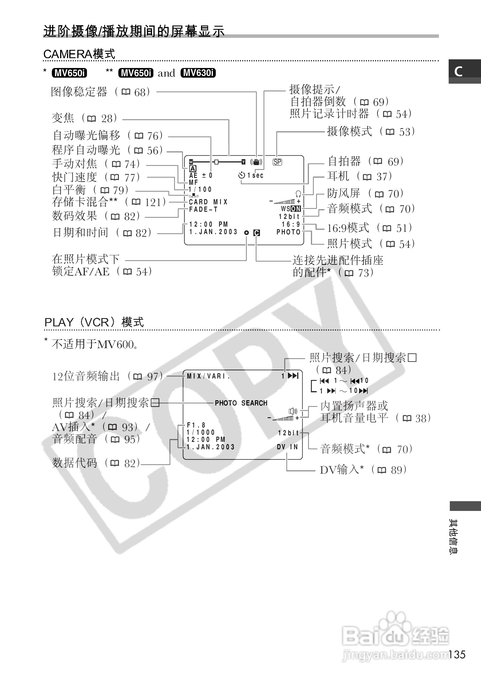 佳能MV650i数码摄像机使用说明书:[14]