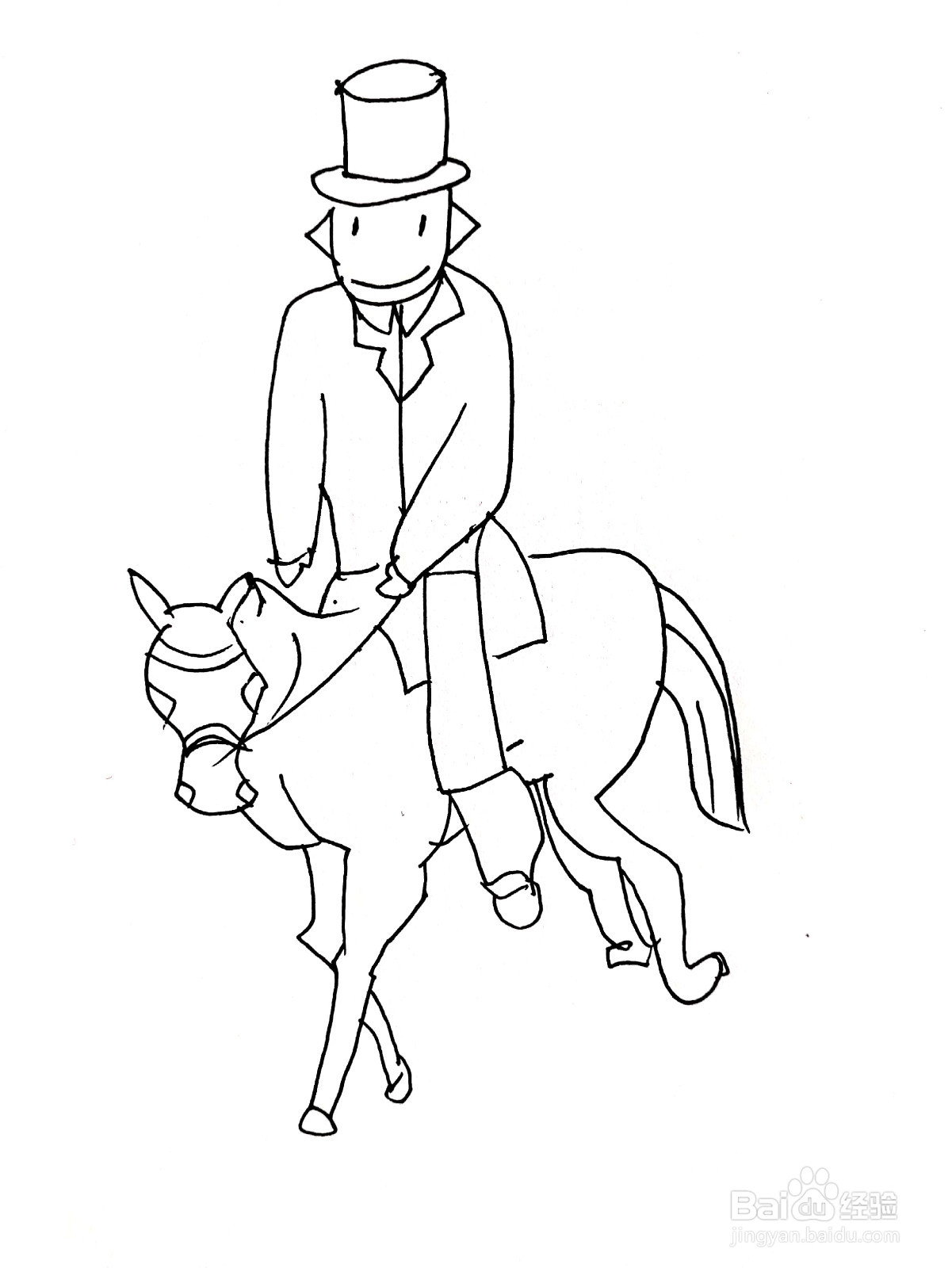 骑马的绅士简笔画怎么画