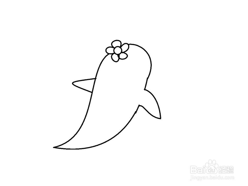 怎样画戴花的小企鹅