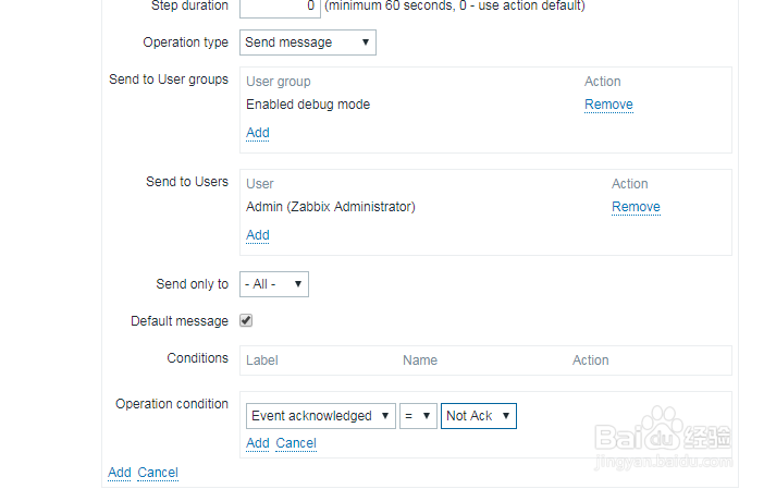 如何在zabbix的动作中增加操作？