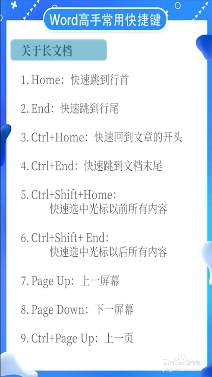 Word文档的快捷键有什么？