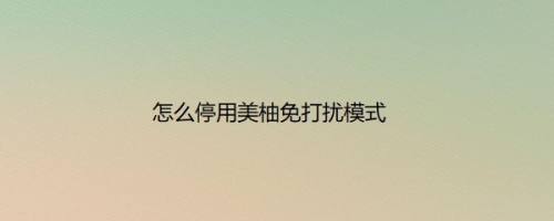 怎么停用美柚免打扰模式