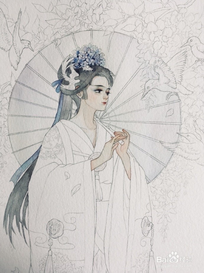 手绘古风人物教程图解,看古风手绘美女如何上色