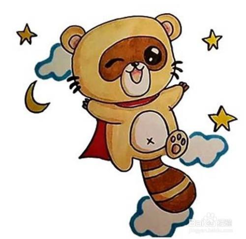 小浣熊儿童卡通简笔画教程