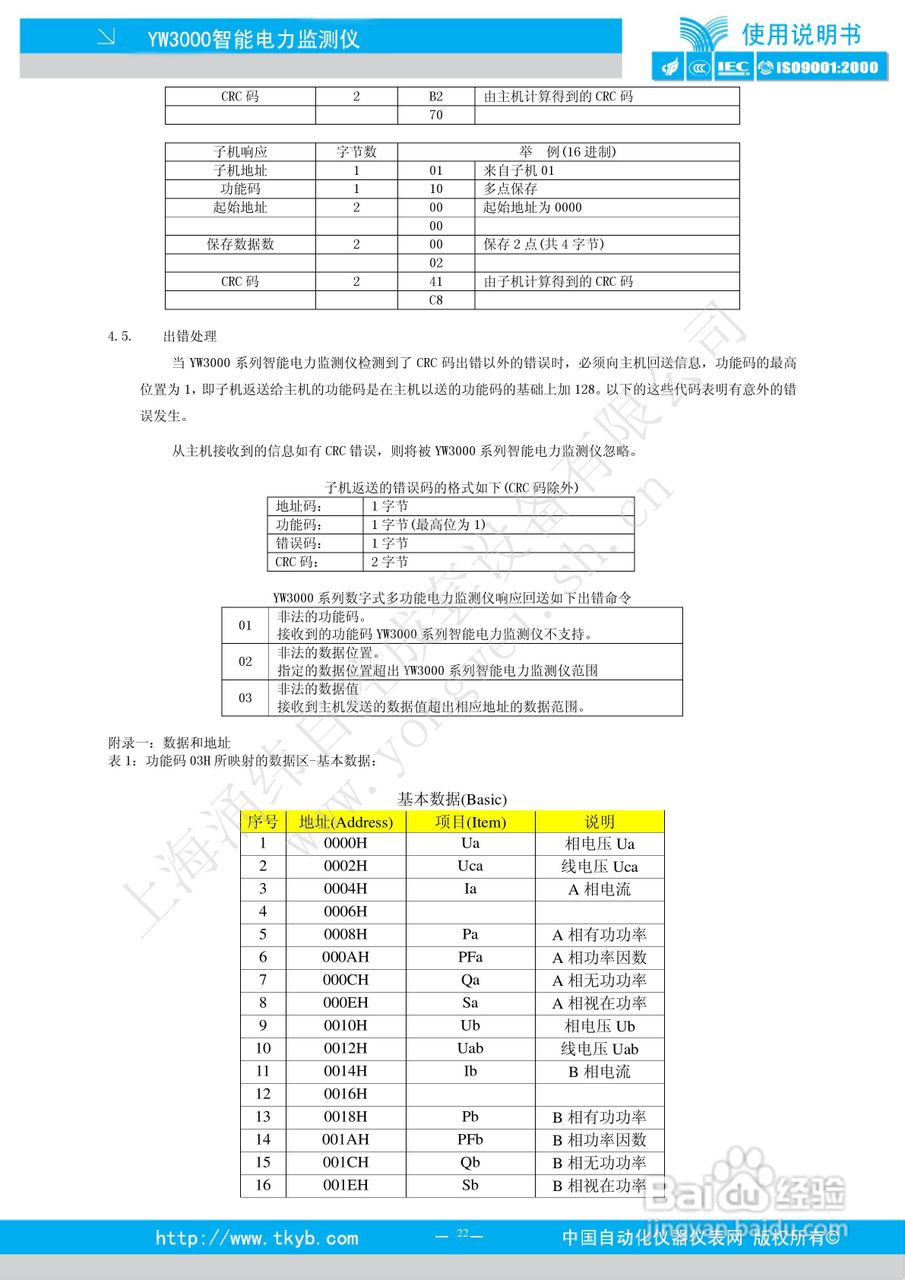YW3000电力监测仪使用说明书:[3]