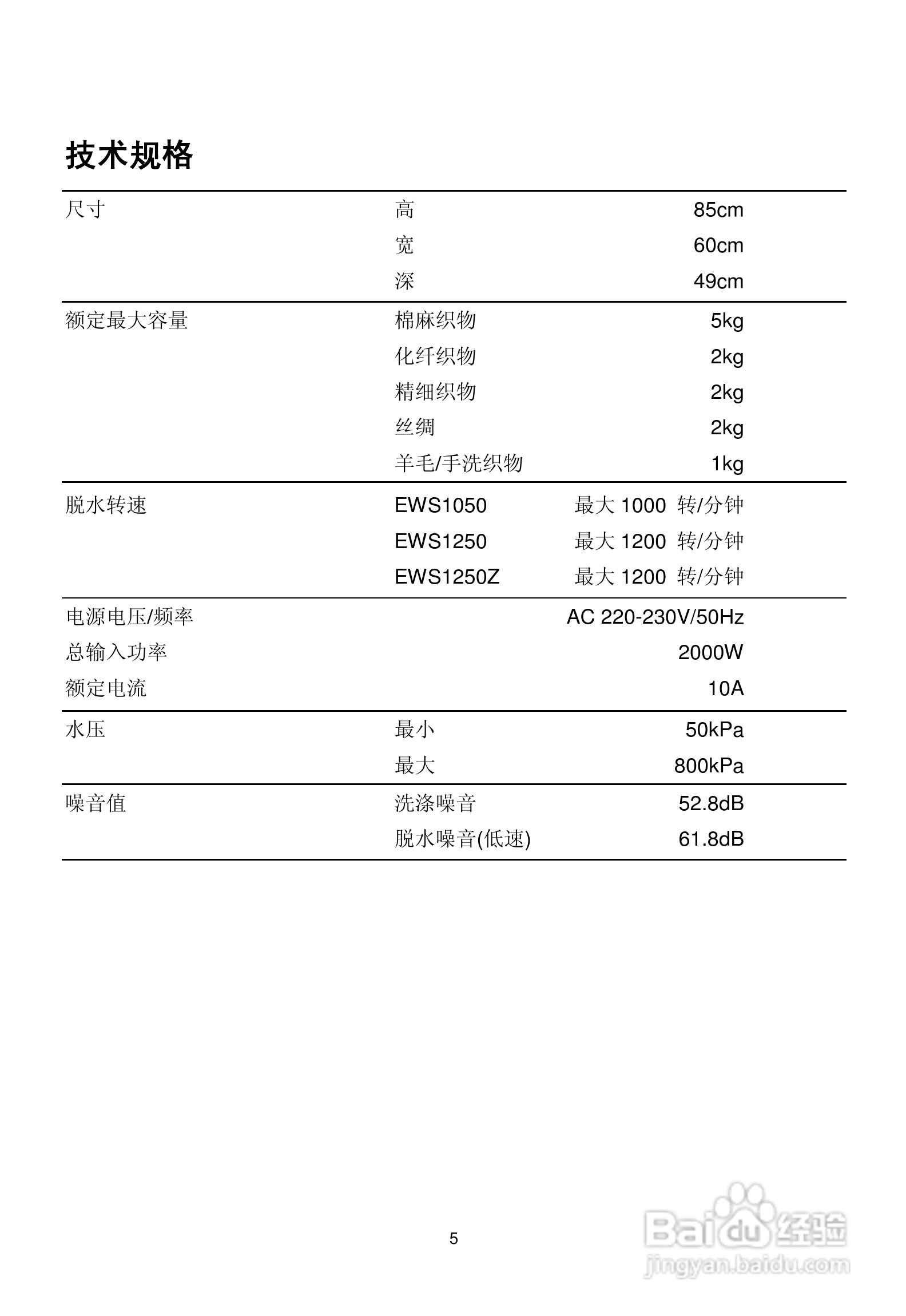 伊莱克斯洗衣机EWS1050型使用说明书:[1]