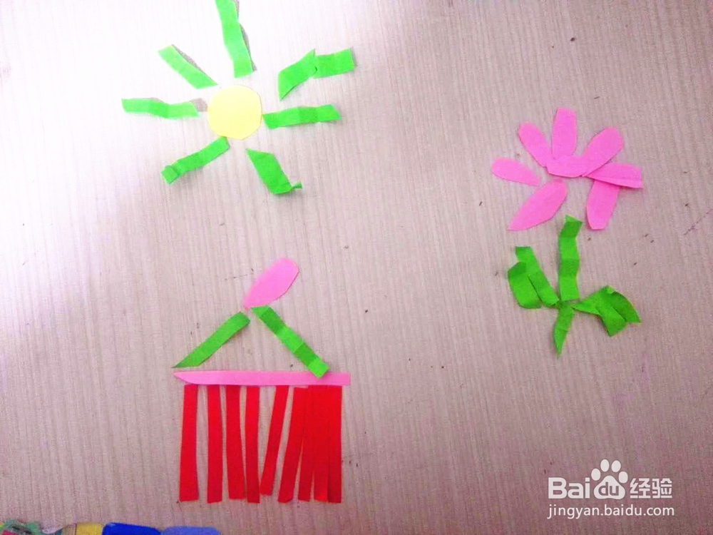 用彩色碎纸拼画儿