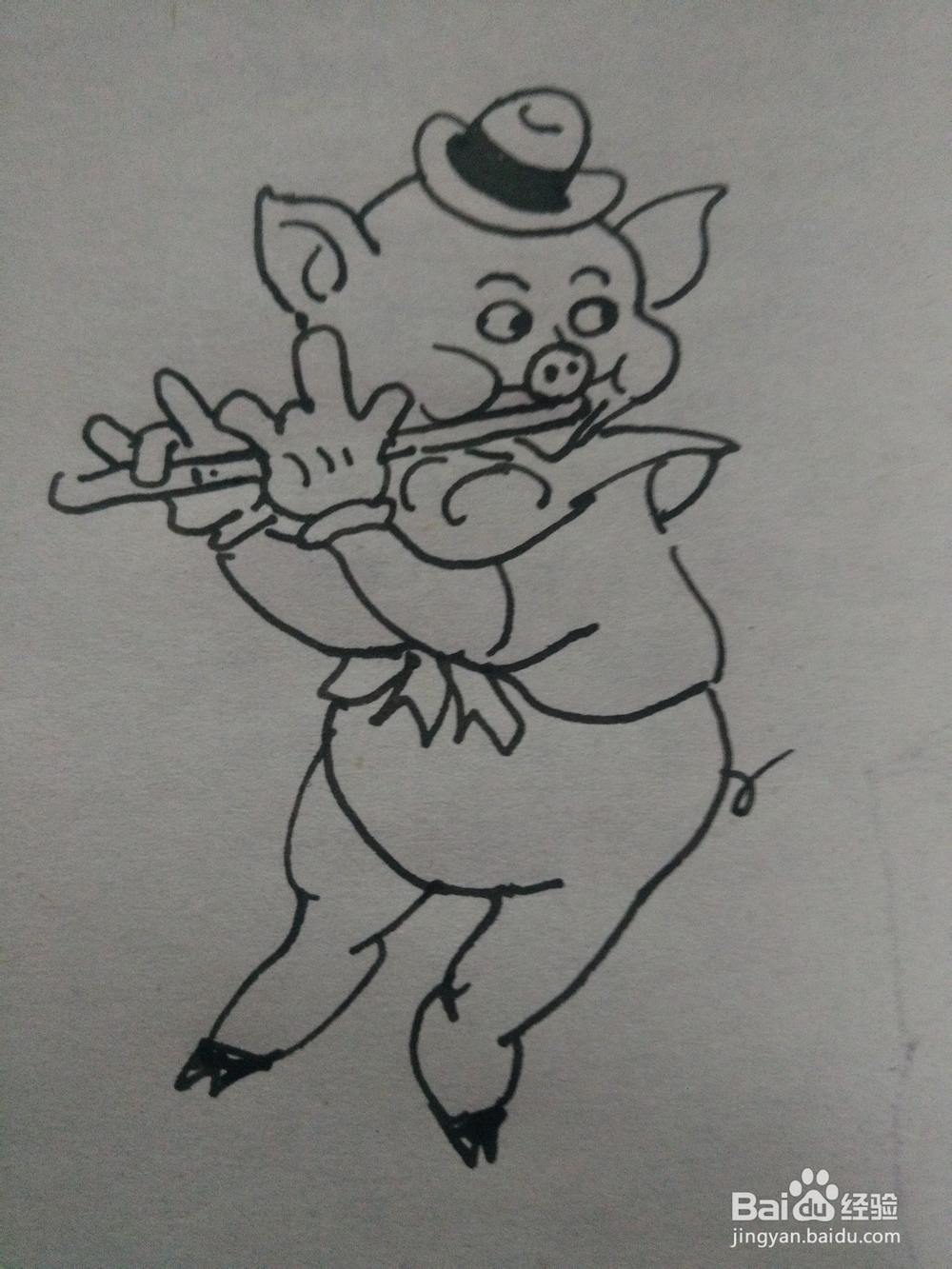 怎么画吹笛子的小猪的简笔画