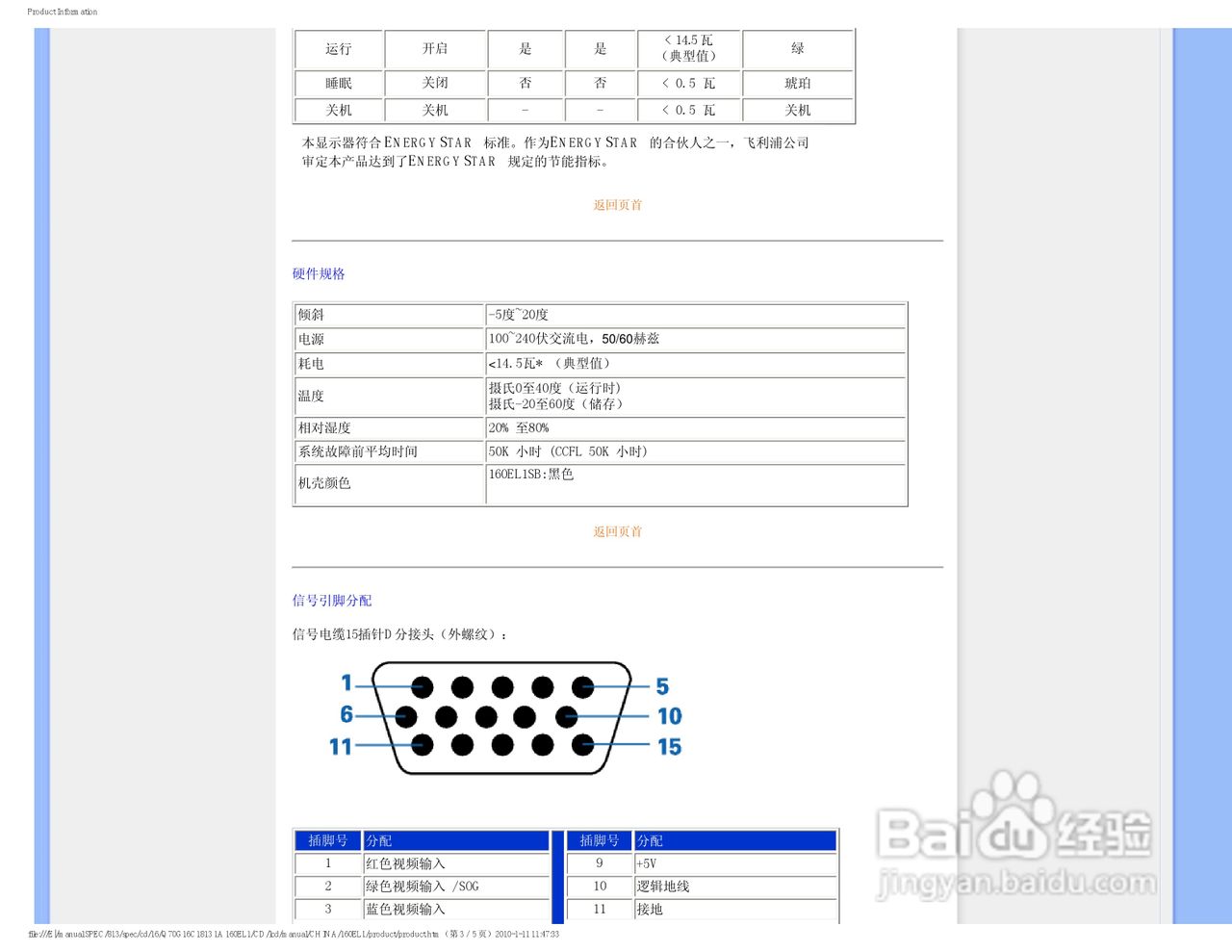 飞利浦160EL1SB/93液晶显示器使用说明书:[3]