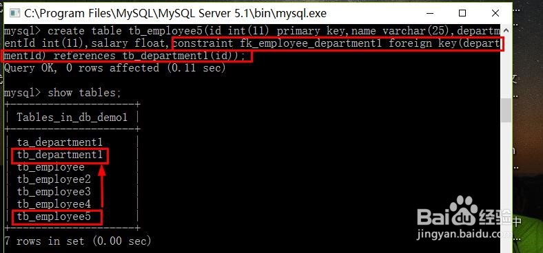MySQL语句总结(五)—创建有约束字段数据库表