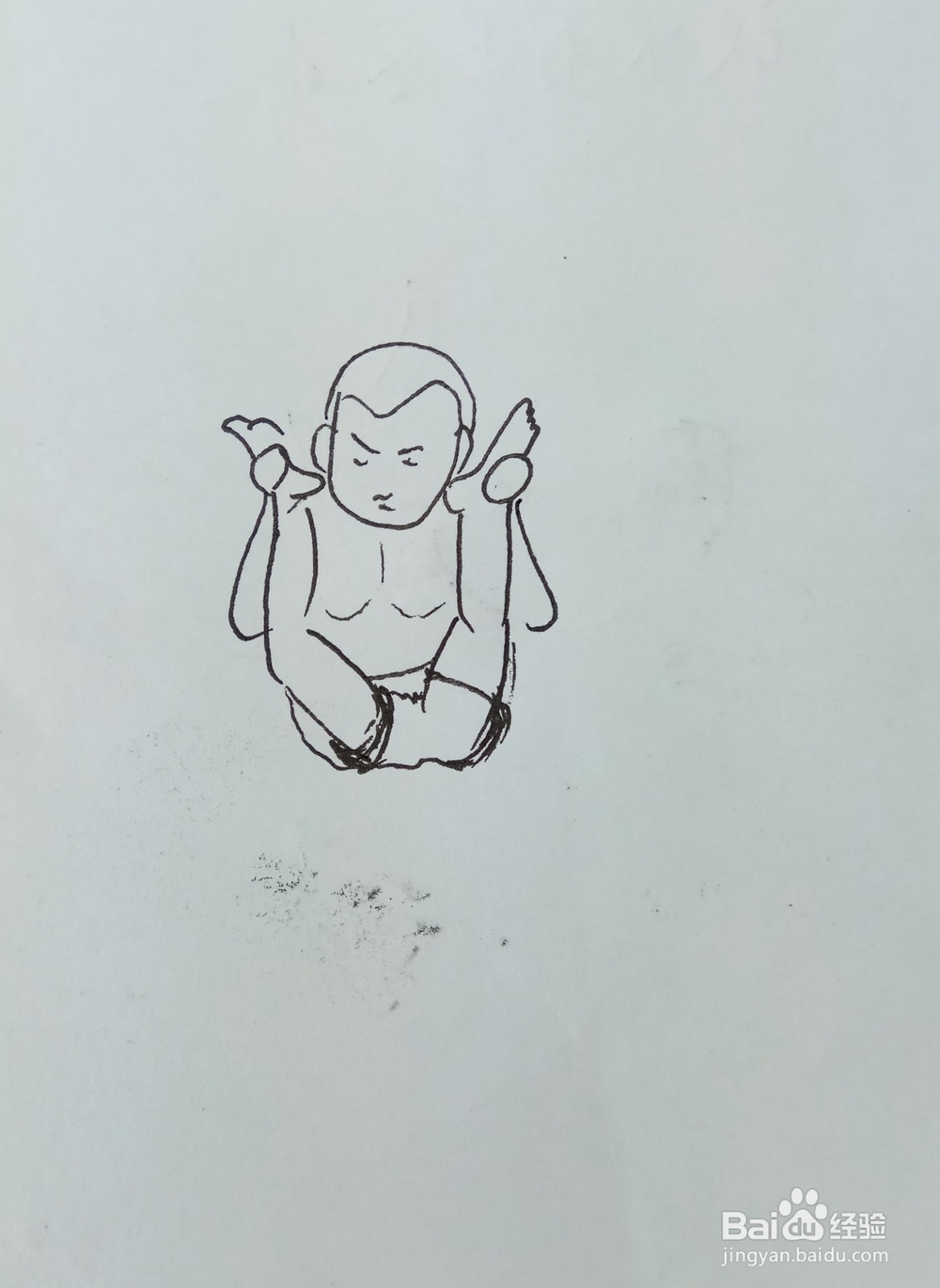 怎样画儿童简笔画“健身运动之足根击脸部”？