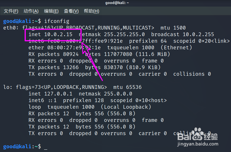 Kali Linux怎么查看ip地址