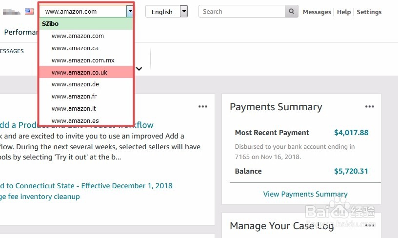 Amazon卖家后台主页（2）（英文界面）