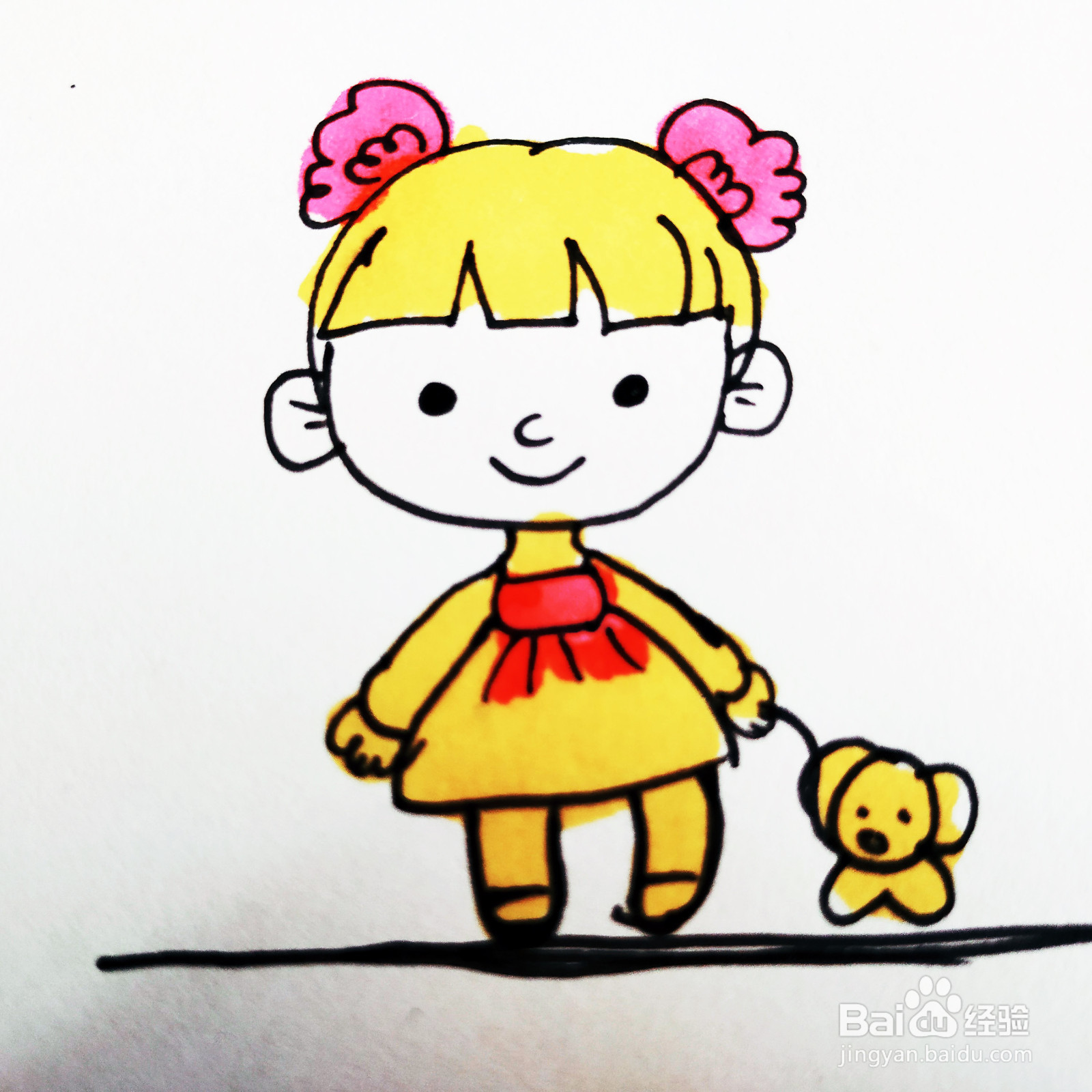 如何来画一位卡通美丽的女孩简笔画呢