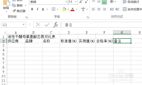 使用Excel怎样创建活性干酵母氨基酸态氮对比表?