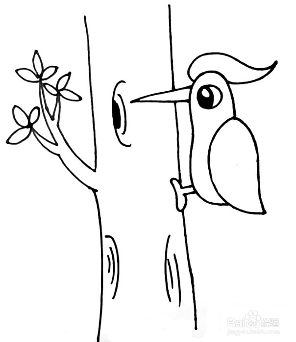 啄木鸟简笔画 分步画法