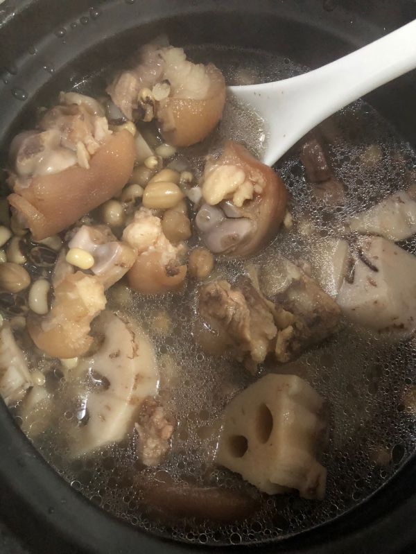 广式眉豆花生莲藕猪脚汤