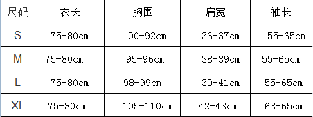 中长款貂皮大衣的型号规格表