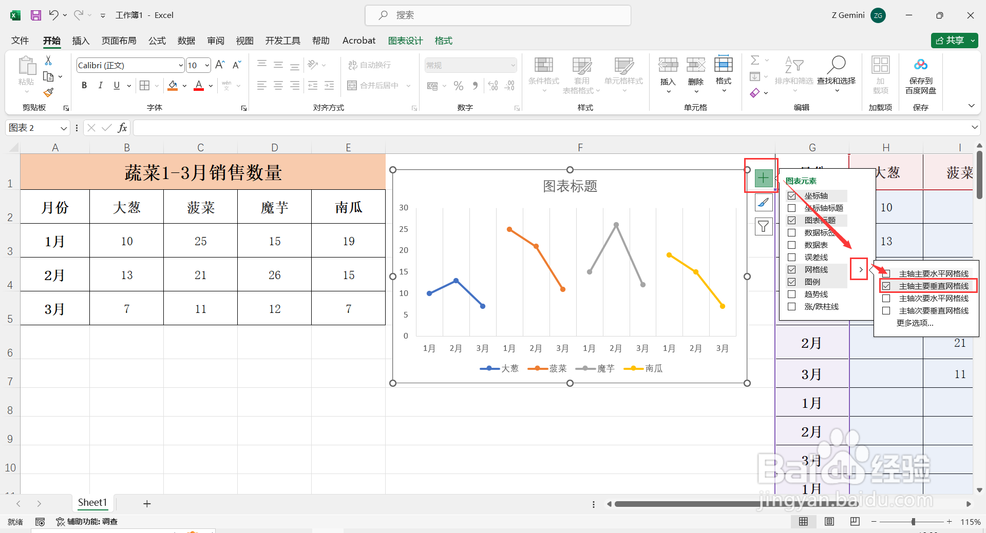 如何在Excel中制作多段式折线图