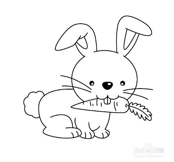 如何手工画吃萝卜的兔子简笔画？