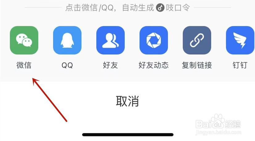 支付宝联系商家分享到微信
