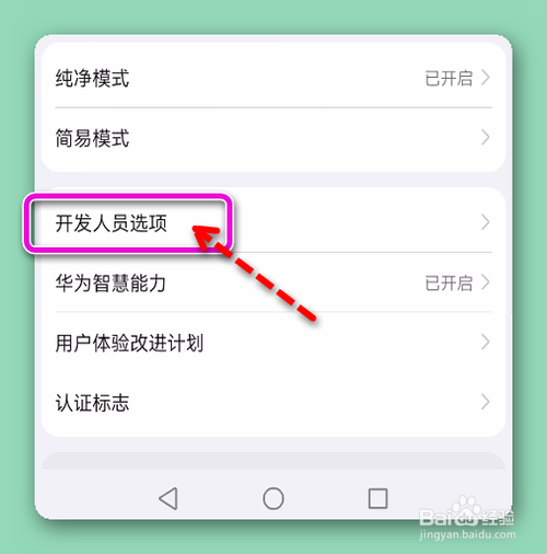 华为手机如何进入开发人员选项?