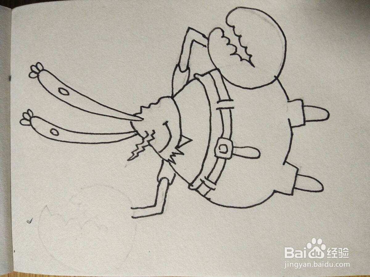 怎么画海绵宝宝里面的蟹老板简笔画