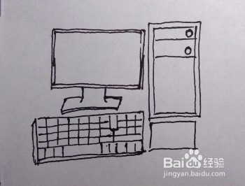 幼儿简笔画：怎么一步一步画一台台式电脑？简单