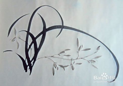 仅用两个笔画而不是五个笔画在茎尖上画一些芽.