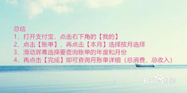 支付宝怎么查询月账单详情(总消费、总收入)?