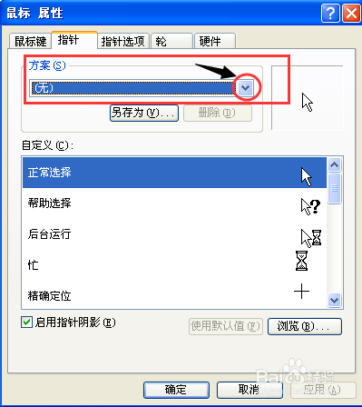 如何设置电脑鼠标的指针的形状？