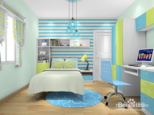 温馨、轻快儿童房效果图