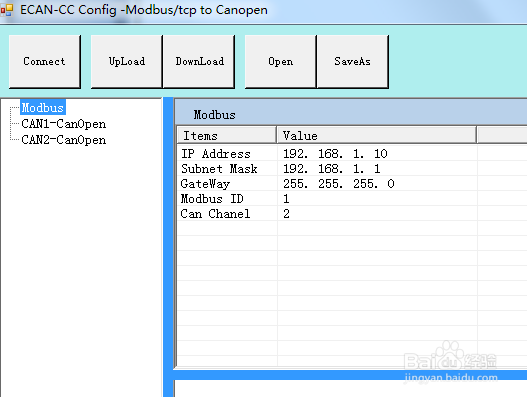 Modbus/TCP转CANopen设备GCAN-304的软件说明