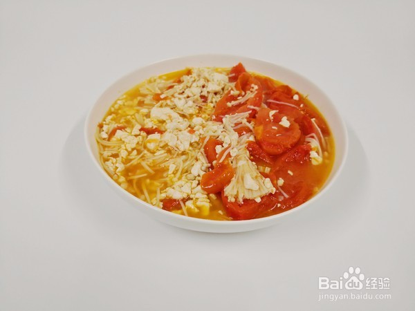 金针菇虾滑豆腐西红柿汤的做法