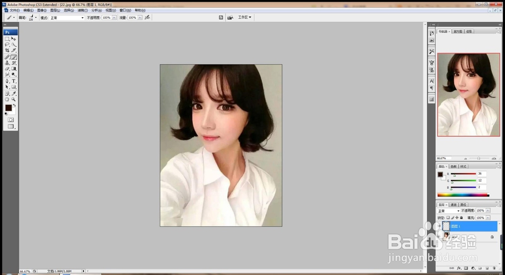 如何用PS把美女短发变长发