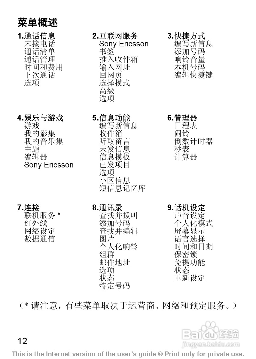 索尼爱立信J200C手机使用说明书:[2]