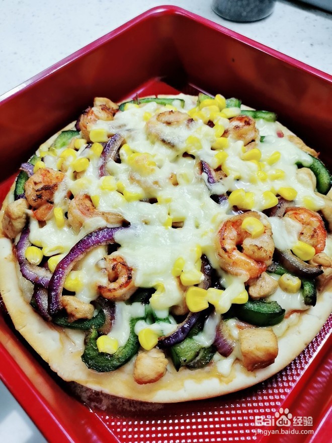 培根鸡肉大虾披萨的做法