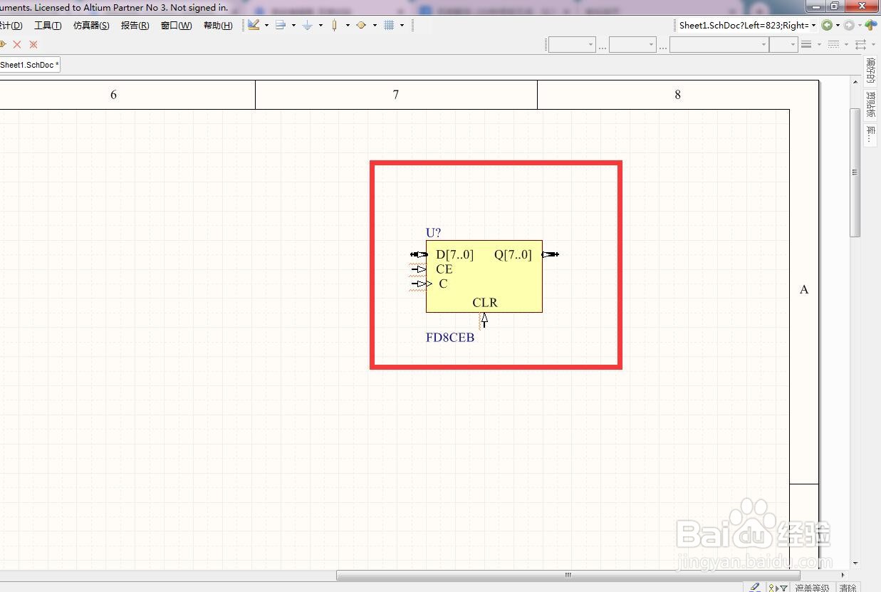 如何在AD中放置异步清除总线使能8位D型触发器?