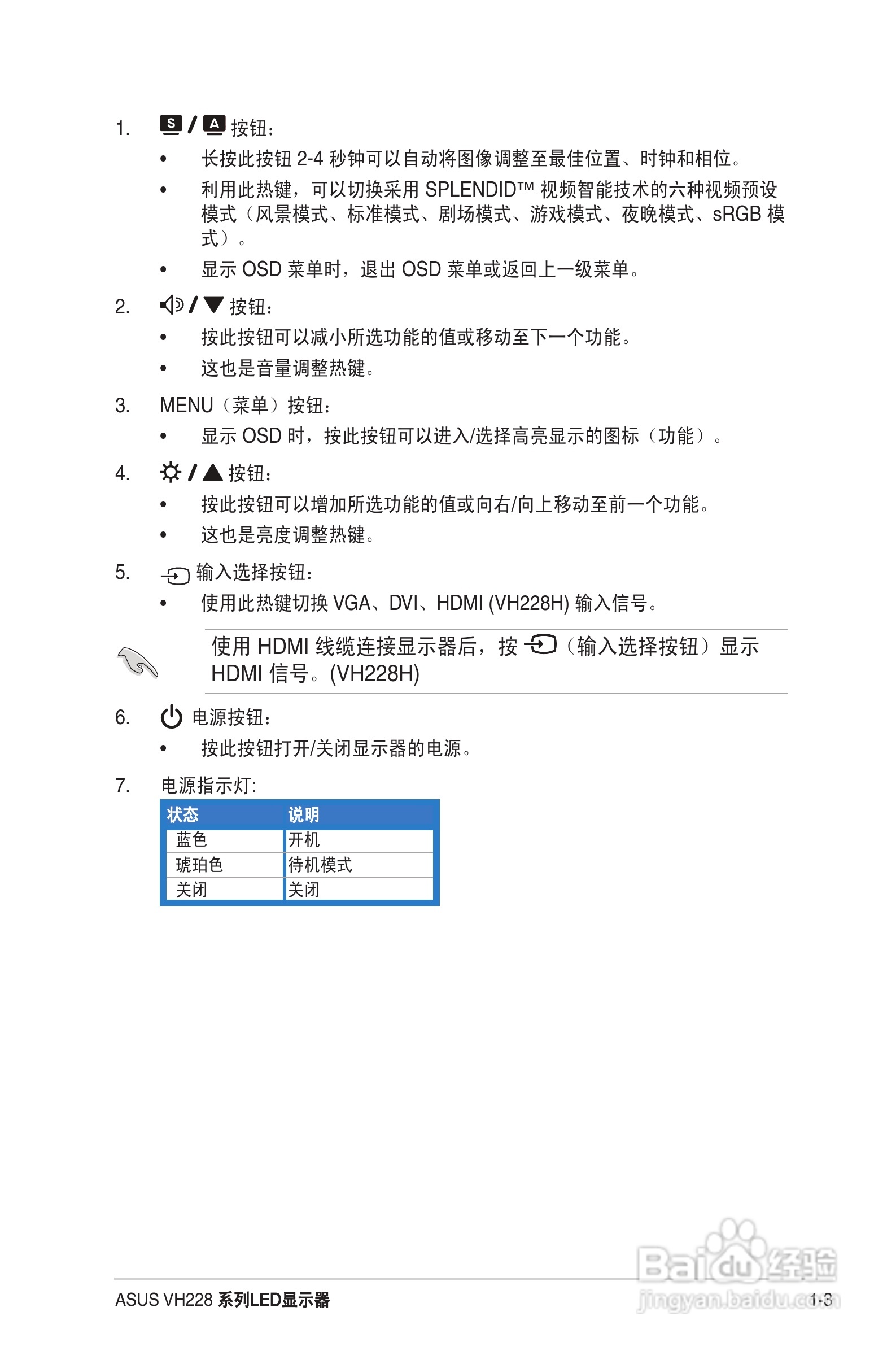 华硕VH228液晶显示器使用说明书:[1]