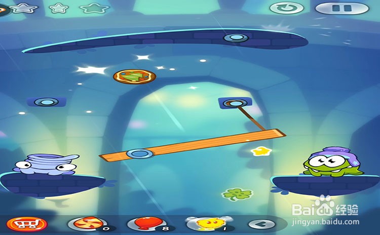 手机游戏割绳子2关卡4-1、关卡4-2三星攻略