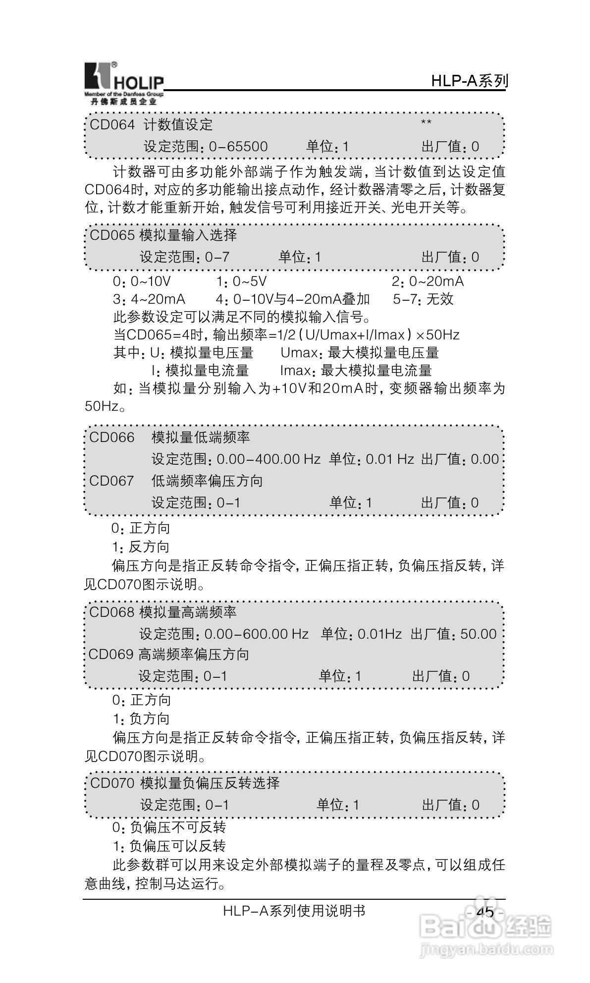 丹弗斯HLP-A系列用变频调速器使用说明书:[5]