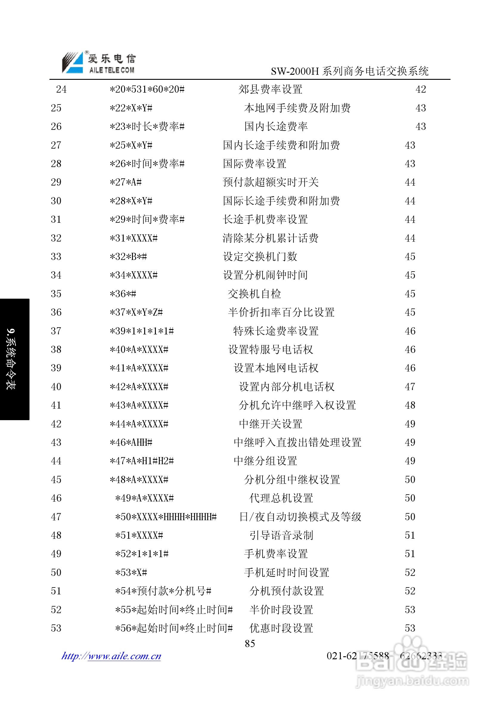 SW-2000H系列程控用户电话交换机操作说明书:[9]