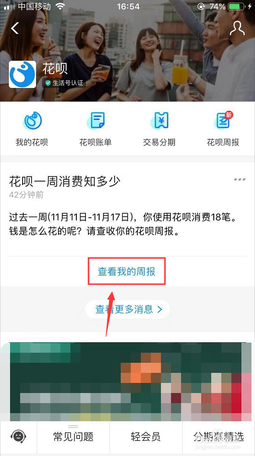 支付宝花呗周报在哪里查看