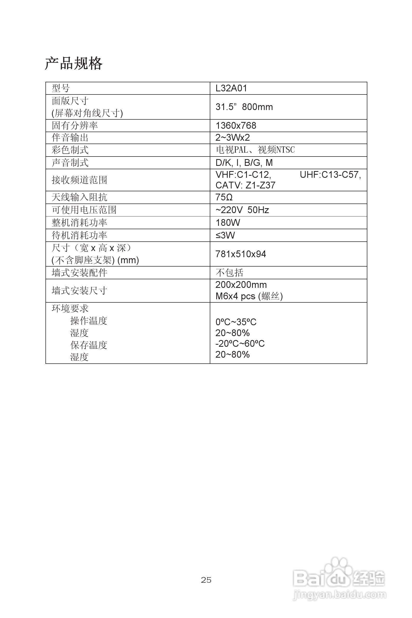 熊猫电子L32A01液晶彩色电视机说明书:[3]