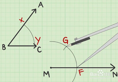 如何用圆规画一样的角