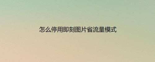 怎么停用即刻图片省流量模式