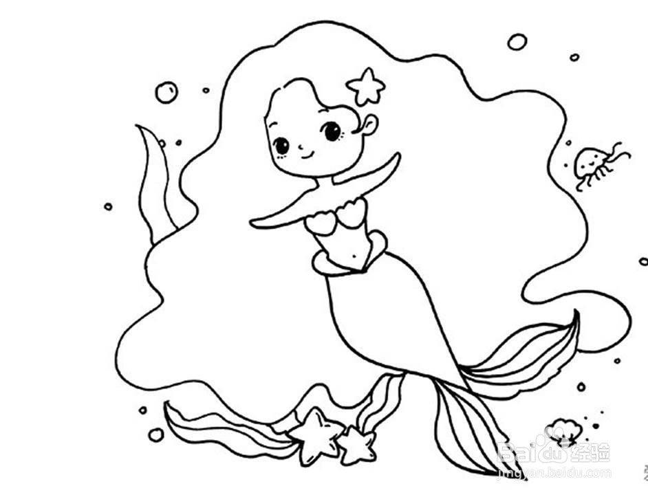 小美人鱼儿童卡通简笔画教程