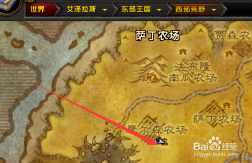 前往东部王国的西部荒野,来到摩尔森农场如下位置.