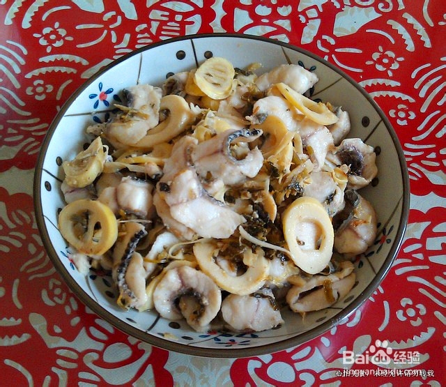 黑鱼二吃之雪菜春笋溜鱼片