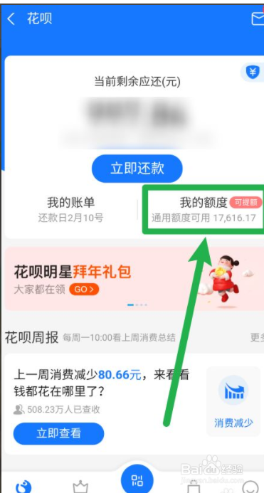 支付宝怎么查看花呗额度